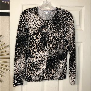 Croft & Barrow Animal Print Cardigan Sweater sz. M
